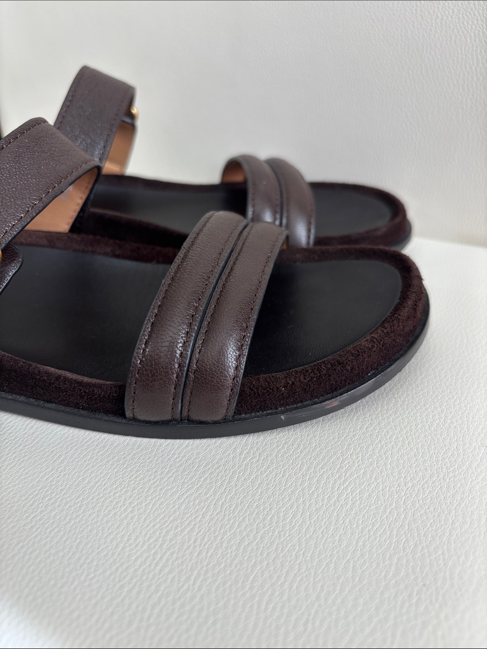 Madewell women’s Brown Leather Slide Sandals with Buckle 7 - Picture 6 of 7